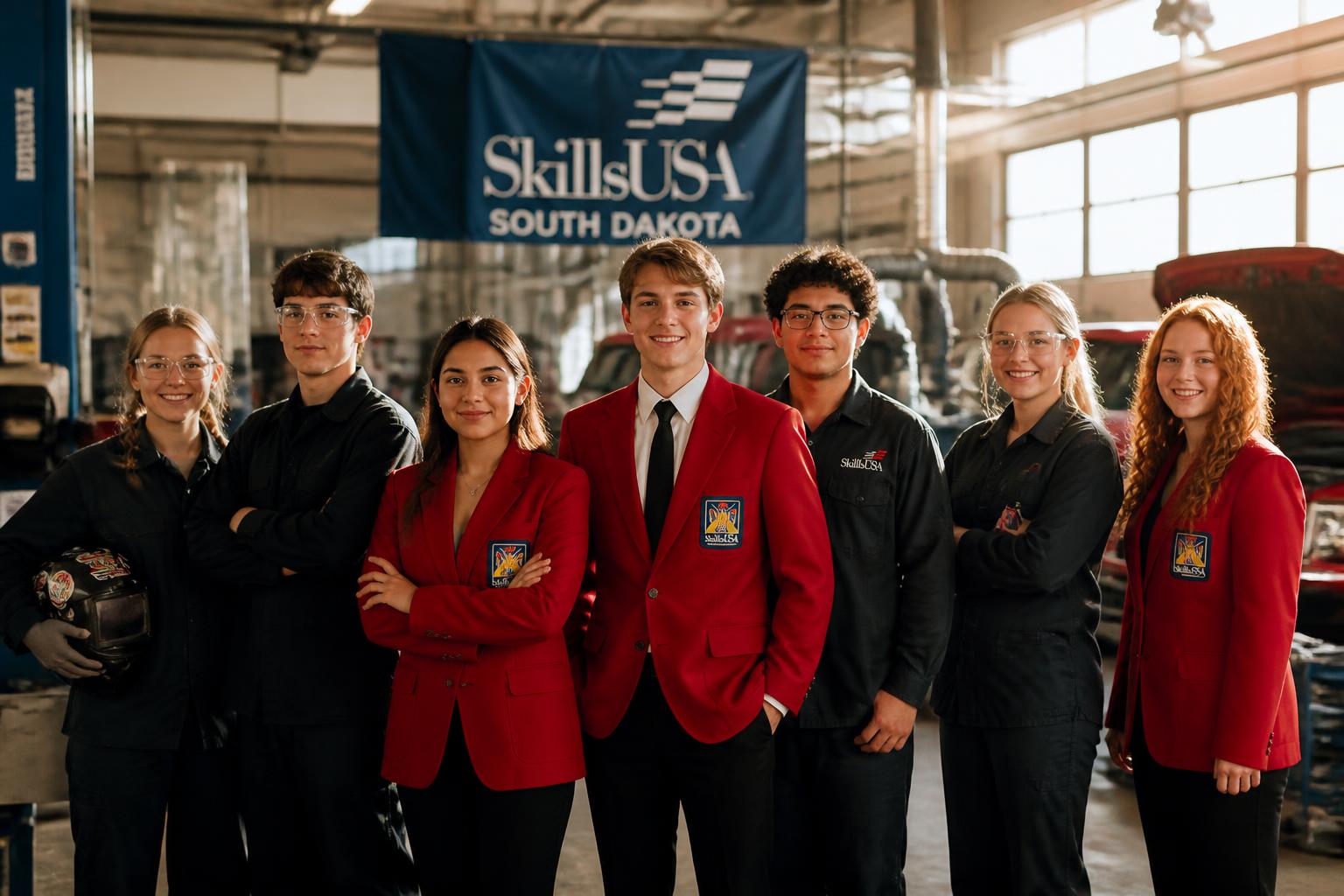 SkillsUSA South Dakota state officers in a career and technical education workshop
